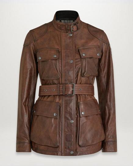 Veste Cuir Belstaff Femme Trialmaster Rouge Foncé France SP0726418